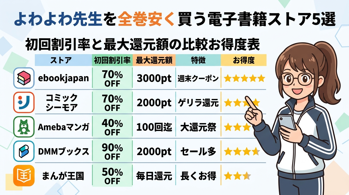 よわよわ先生を全巻安く買う電子書籍ストア5選